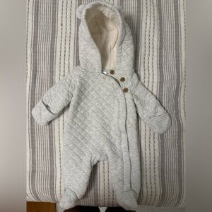 Carter's Light Gray Quilted Hooded One-Piece Snowsuit